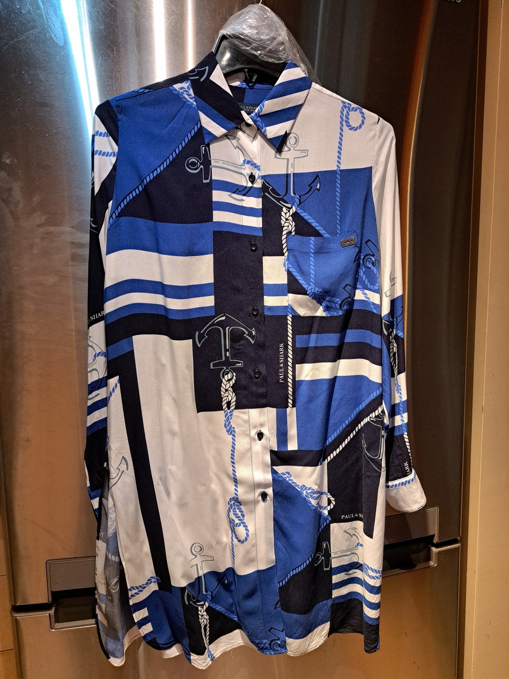 Woman Blue & White Nautical Print Button-Up  Paul Shark